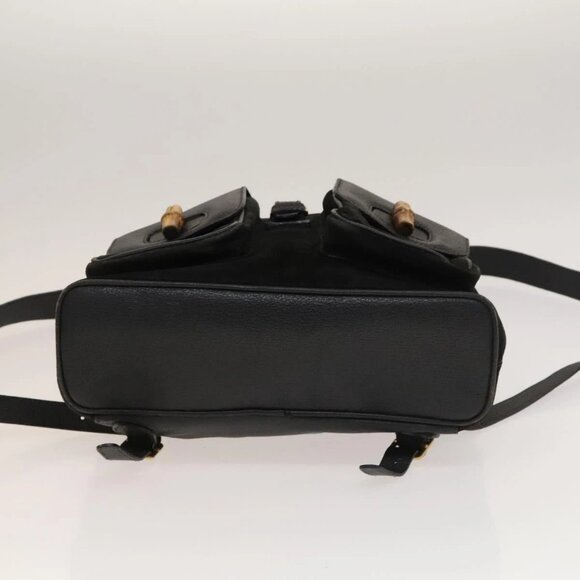 GUCCI Bamboo Backpack Suede Leather Black Gold main image 16